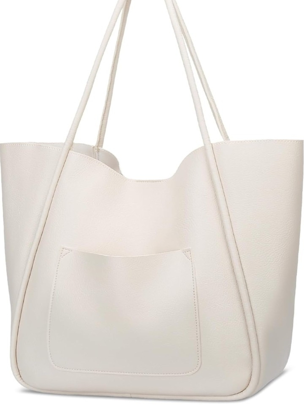 Large Vegan Leather Tote Bag Oversized Shoulder Handbag Travel Beach White
